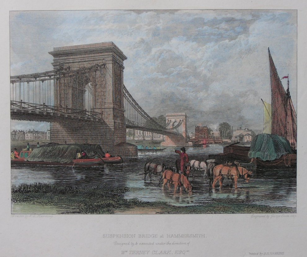 Print - Suspension Bridge at Hammersmith - Cooke